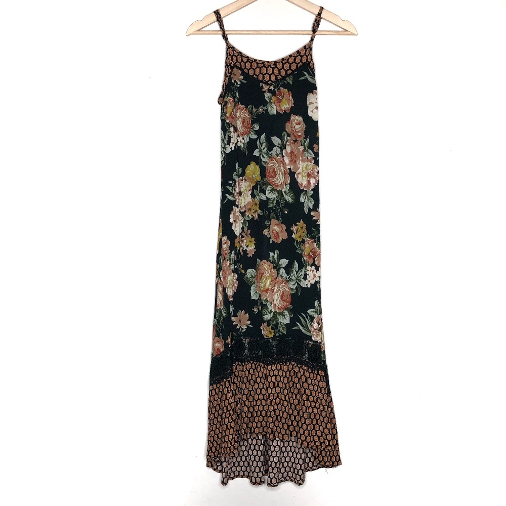 Xhilaration Black Floral Lace Hi-Low Midi Dress